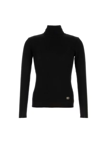 Lniany sweter Valentino Garavani czarny