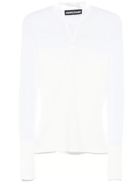 Dzianinowy przezroczysty top Andreadamo biały