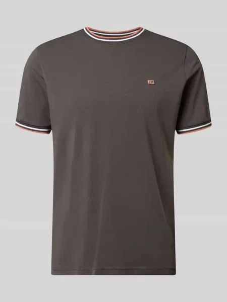 T-shirt z paskami w kontrastowym kolorze i okrągłym dekoltem Christian Berg Men