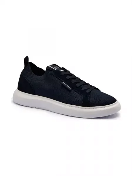Tommy Hilfiger Sneakers tornacipő SEASONAL bőr hozzáadásával kék