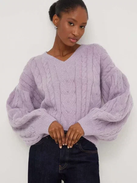 Pulover z dodatkom volne Answear.LAB vijolična