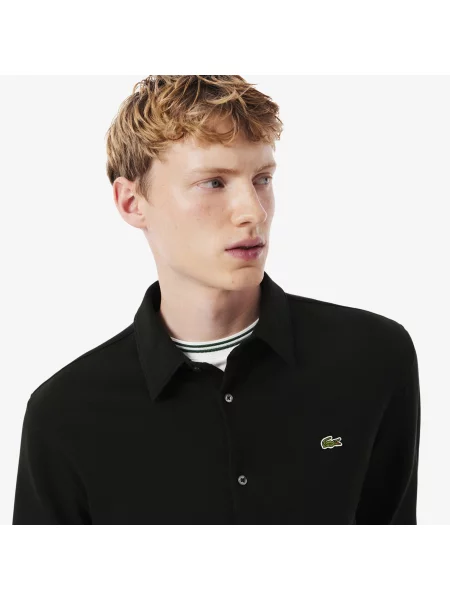 Lacoste Koszula O Dopasowanym Kroju Cotton Piqué czarny