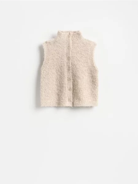 Reserved Vestă cu guler înalt bej