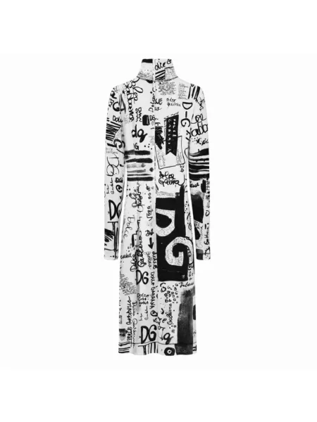 Sukienka midi Dolce And Gabbana z długim rękawem biała