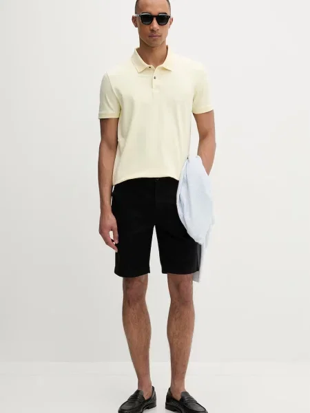 Calvin Klein polo majica z bombažem rumena