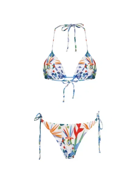 Bikini Amir Slama cu model floral cu imagine cu legături alb