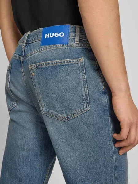 Jeansy o kroju straight fit z czystej bawełny model JONAH' Hugo Blue niebieskie