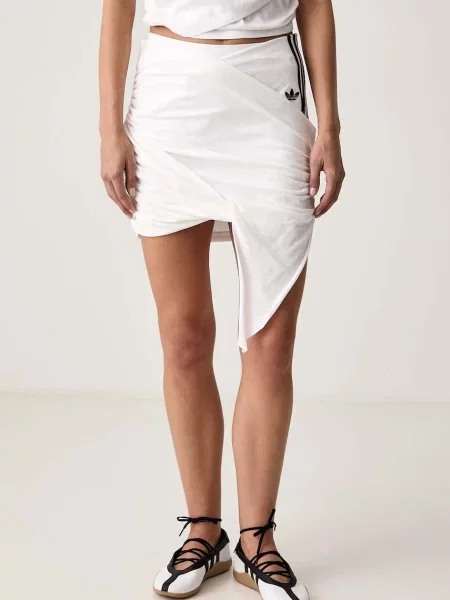 Adidas Originals fustă petrecută din Adiluna Season 2 x Jennie alb