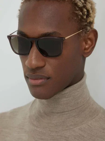 Ray-Ban Sluneční Brýle Chris hnědá/ hnědá/ polarizovaná šedá