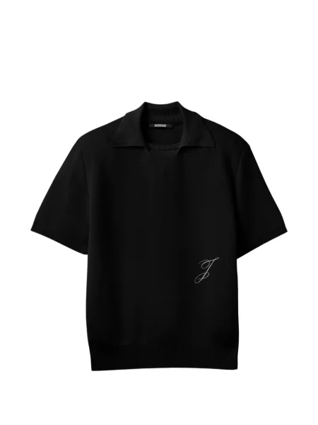 Tricou polo Jacquemus cu broderie negru
