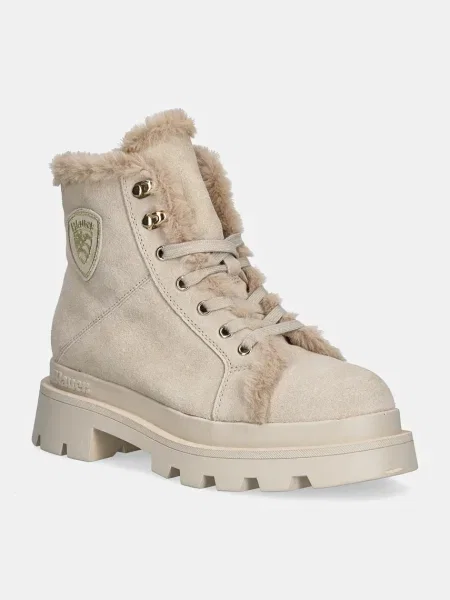 Велурени боти Blauer KIMMEL с равна подметка с лека изолация бежово