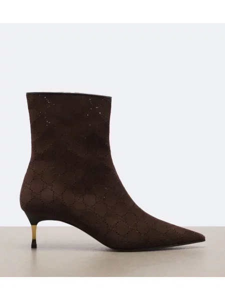 Cizme scurte Gucci din piele de căprioară maro