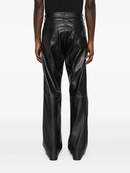 Pantaloni Mm6 Maison Margiela din piele cu 5 buzunare negru