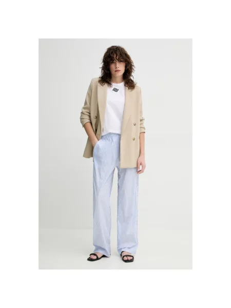MUNTHE spodnie FIDDA szerokie high waist niebieski