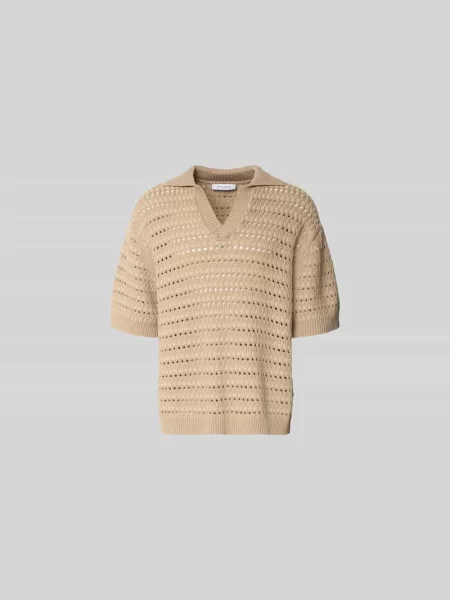 Koszulka polo o kroju relaxed fit z dodatkiem Maison Kitsune beżowa