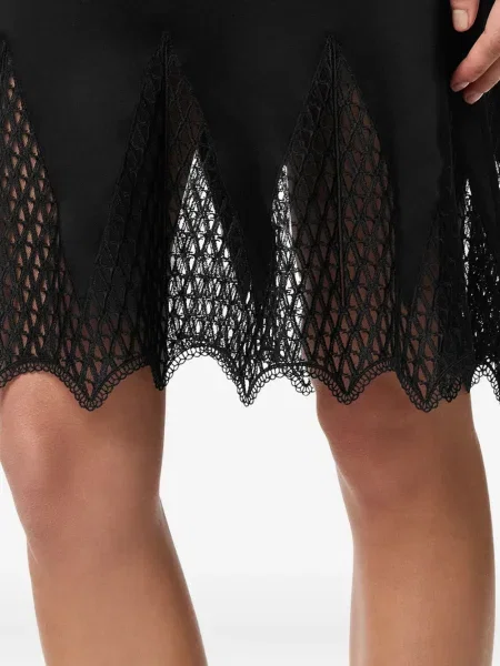 Fustă midi Versace din dantelă până la genunchi negru
