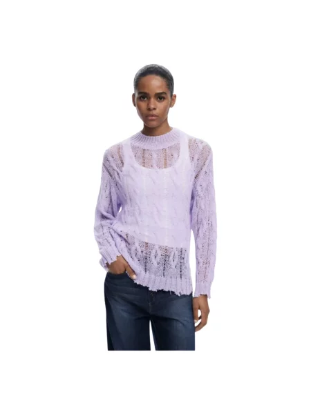Sweter Desigual fioletowy