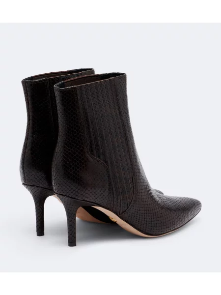 Cizme scurte Veronica Beard din piele cu model piele de șarpe maro