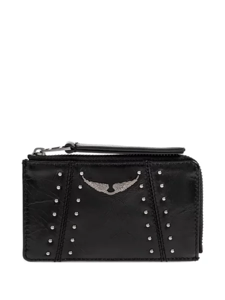 Portofel Zadig&voltaire din piele cu tepi negru