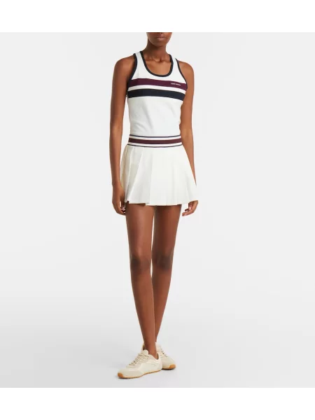 Top Tory Burch cu dungi din jerseu alb