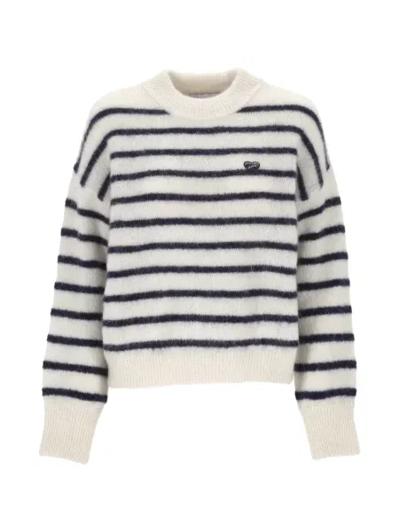 Pulover Maison Labiche cu motiv cu inimi alb