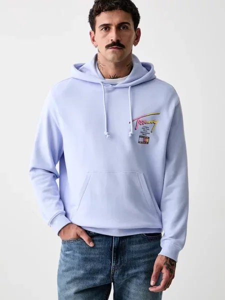 Tommy Jeans hanorac cu glugă pentru bărbați din albastru