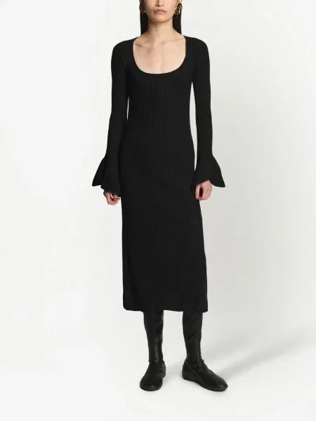 Pletené oblekové žebrované šaty Proenza Schouler černé