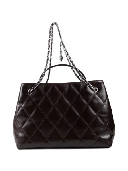 Matlasat geantă shopper Tory Burch din piele maro