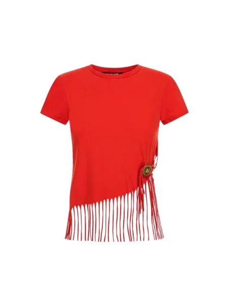 Koszulka Roberto Cavalli z frędzli czerwona