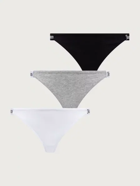 Juicy Couture tanga s bavlnou 3 PK DEMI THNG šedé
