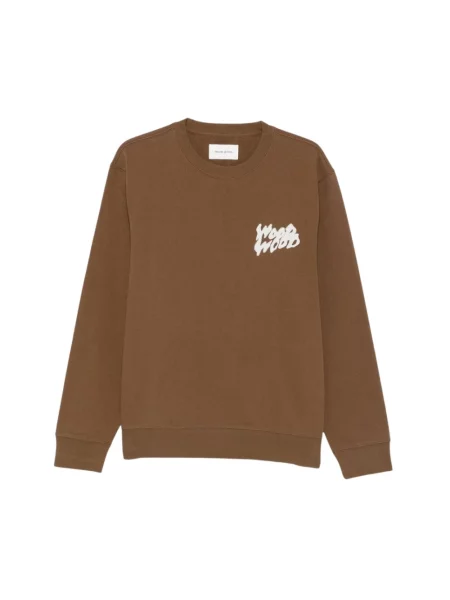 Bluza nierozpinana Wood Wood z okrągłym dekoltem brązowa