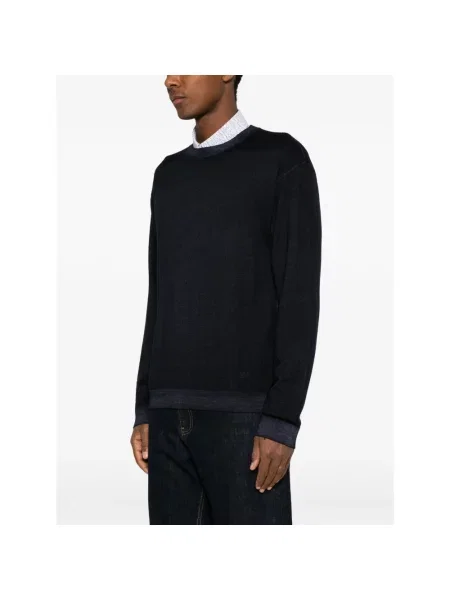 Sweter Emporio Armani wełniany niebieski