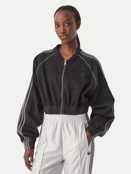 ADIDAS ORIGINALS Prijelazna jakna SST siva / traper crni
