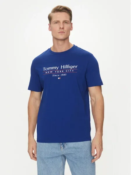 Tommy Hilfiger T-Shirt Center Stack niebieski