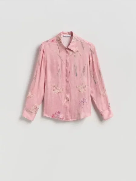 Reserved сорочка з квітковим принтом рожевий