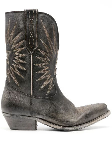 Botine Golden Goose din piele cowboy negru