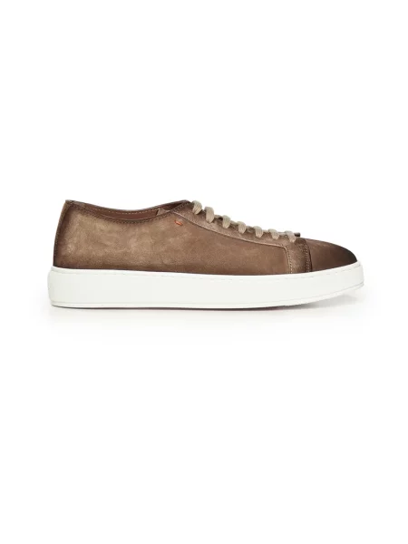 Sneakersy Santoni skórzane brązowe