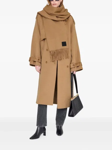 Fular Anine Bing cu franjuri de lână maro