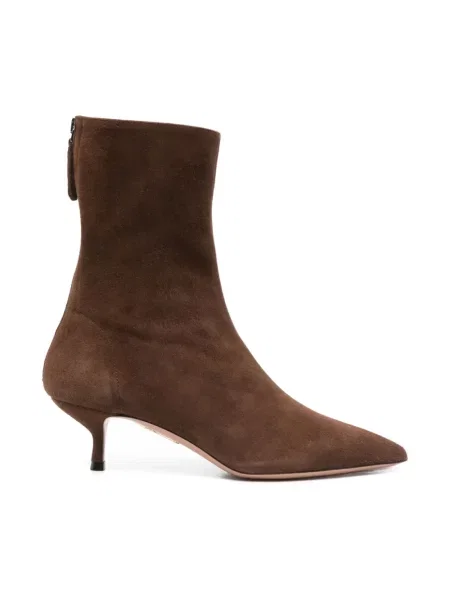 Buty do kostki Aquazzura zamszowe o krotszym kroju eleganckie brązowe