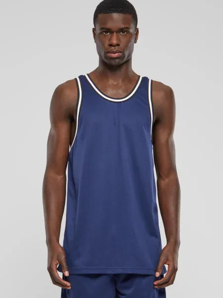 Urban Classics Tricou albastru închis alb
