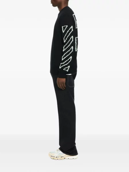 Pulover Off-white cu decolteu rotund alb