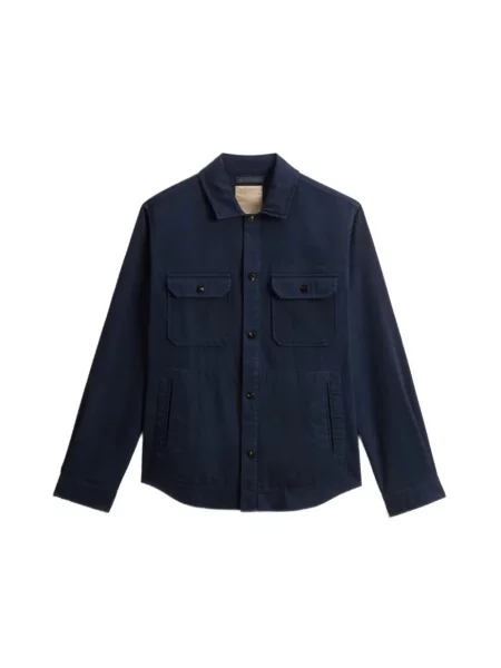 Lniana lekka kurtka Woolrich niebieska