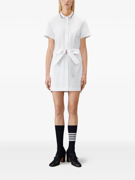 Rochie tip cămașă Thom Browne cu funde din poplin alb