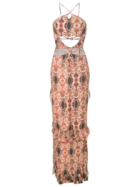 Rochie Amir Slama cu model floral cu imagine cu gât halter
