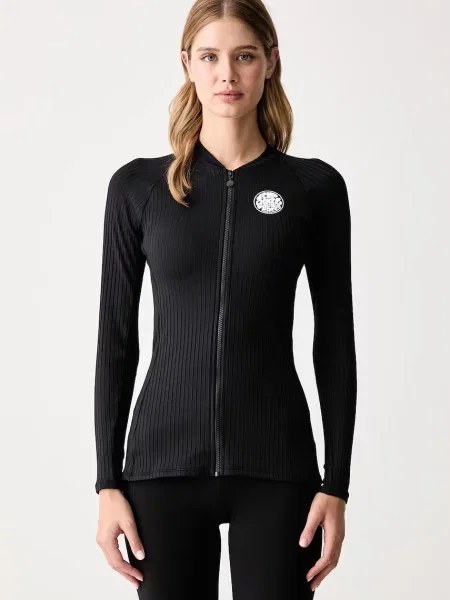Rip Curl plážové tričko s dlouhým rukávem PREMIUM SURF černé