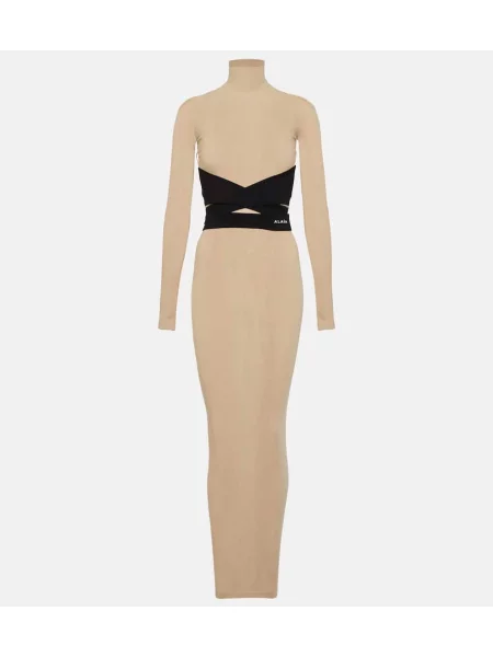 Džerzej oblekové maxi šaty Alaã¯a béžová