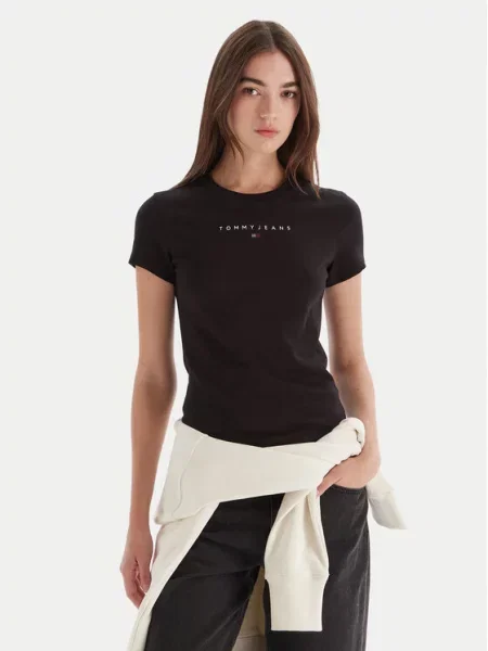 Tommy Jeans Marškinėliai Bling Linear juoda