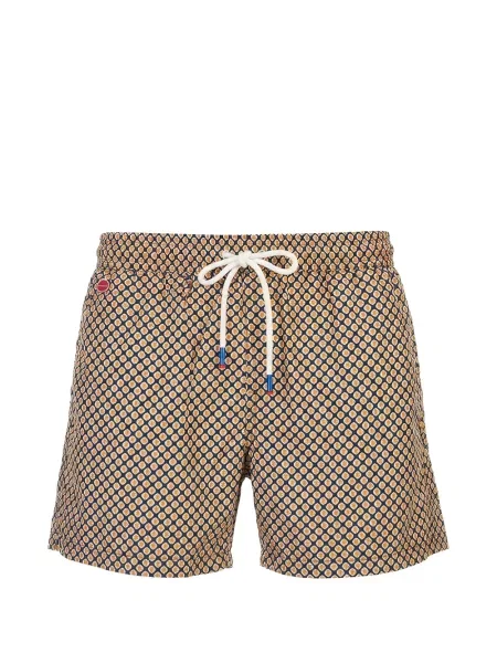Slip de baie Kiton cu imagine cu imprimeu geometric albastru