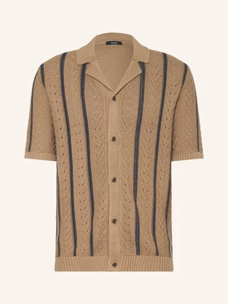 Reiss Pletená Košile Ellingham Slim Fit / tmavě modrá béžová
