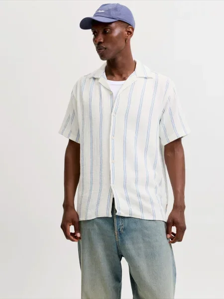 JACK & JONES Cămașă JORCOBA ecru azuriu albastru